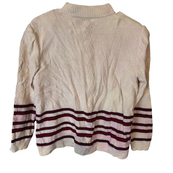 ST. JOHN SPORT Ivory Wool Blend Full Zip Jacket Cardigan womens sz L ** FLAWED - Picture 7 of 8